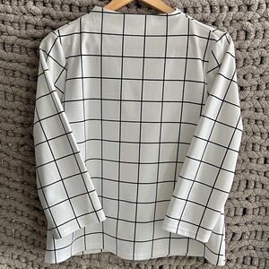 MELLODAY White & Black 3/4 Sleeve Shirt